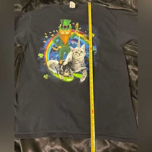 Cat‎ Leprechaun Riding a Cat Unicorn with Rainbow Gold and Shamrocks size Large - Picture 6 of 7